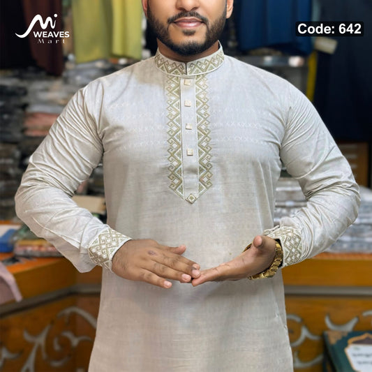 প্রিমিয়াম সুতি কাফ হাতা পাঞ্জাবি কোড - 642