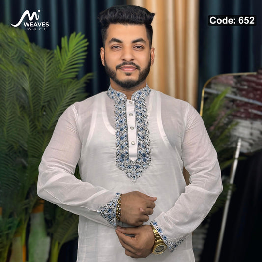 ধুতি সুতি টিস্যু সফট সিম্পল পাঞ্জাবি - 652