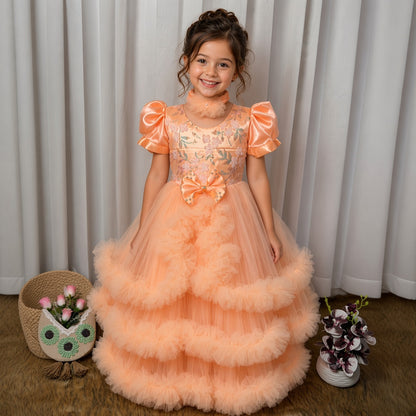 Baby Peach Orange Princess Gown Dress – 756
