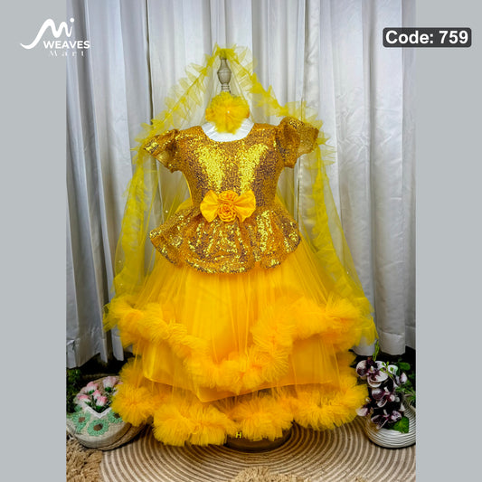 Baby Premium Sunflower Yellow Princess Dress – 759