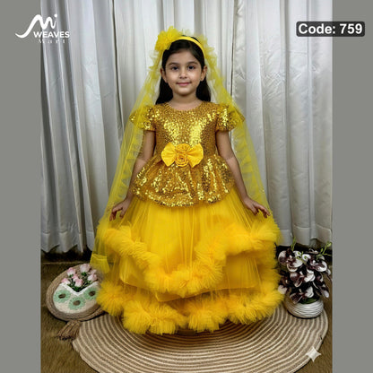 Baby Premium Sunflower Yellow Princess Dress – 759