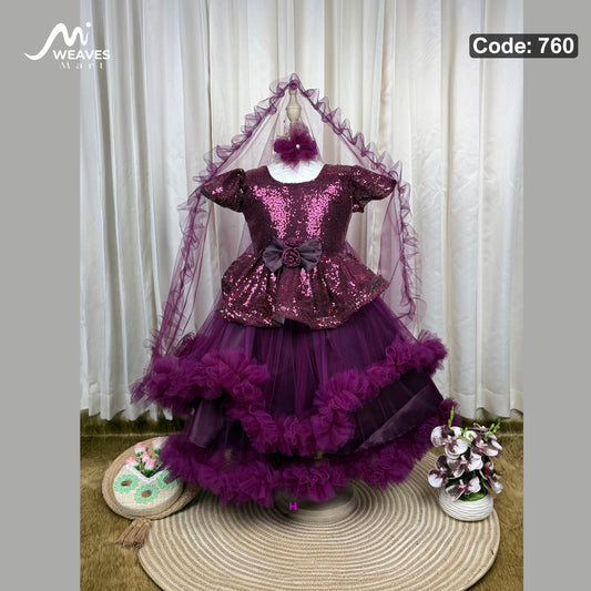 Baby Premium Plum Purple Princess Dress – 760