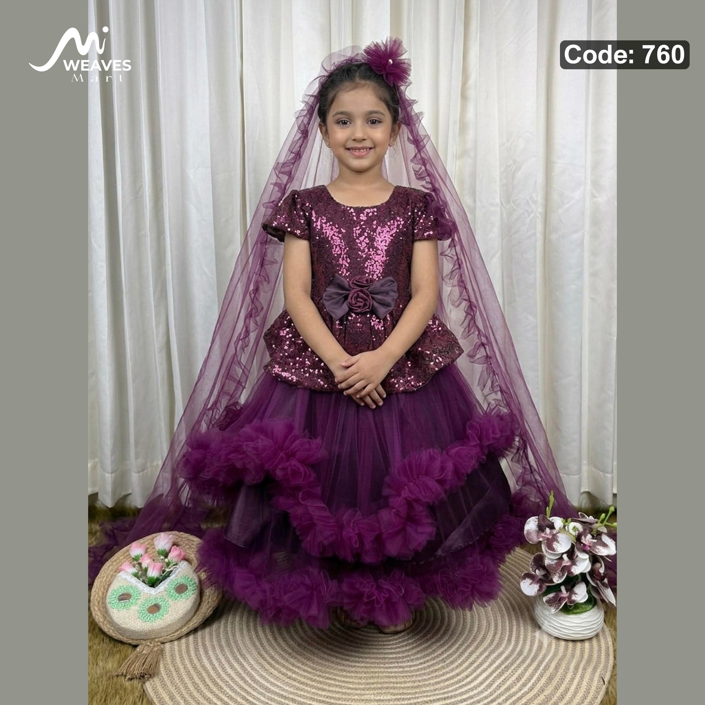 Baby Premium Plum Purple Princess Dress – 760