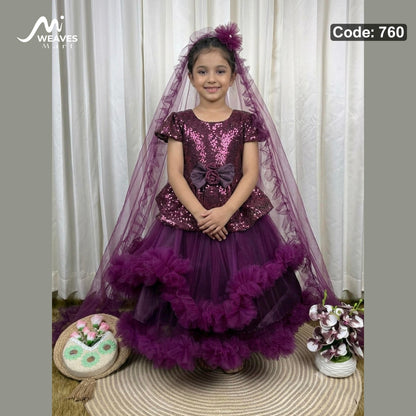 Baby Premium Plum Purple Princess Dress – 760