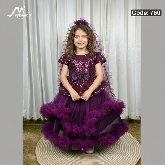 Baby Premium Plum Purple Princess Dress – 760