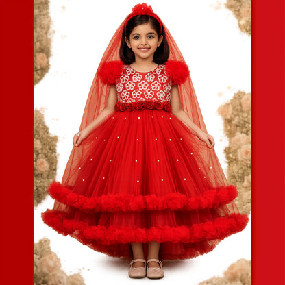 Baby Bright Red Princess Dress - 775