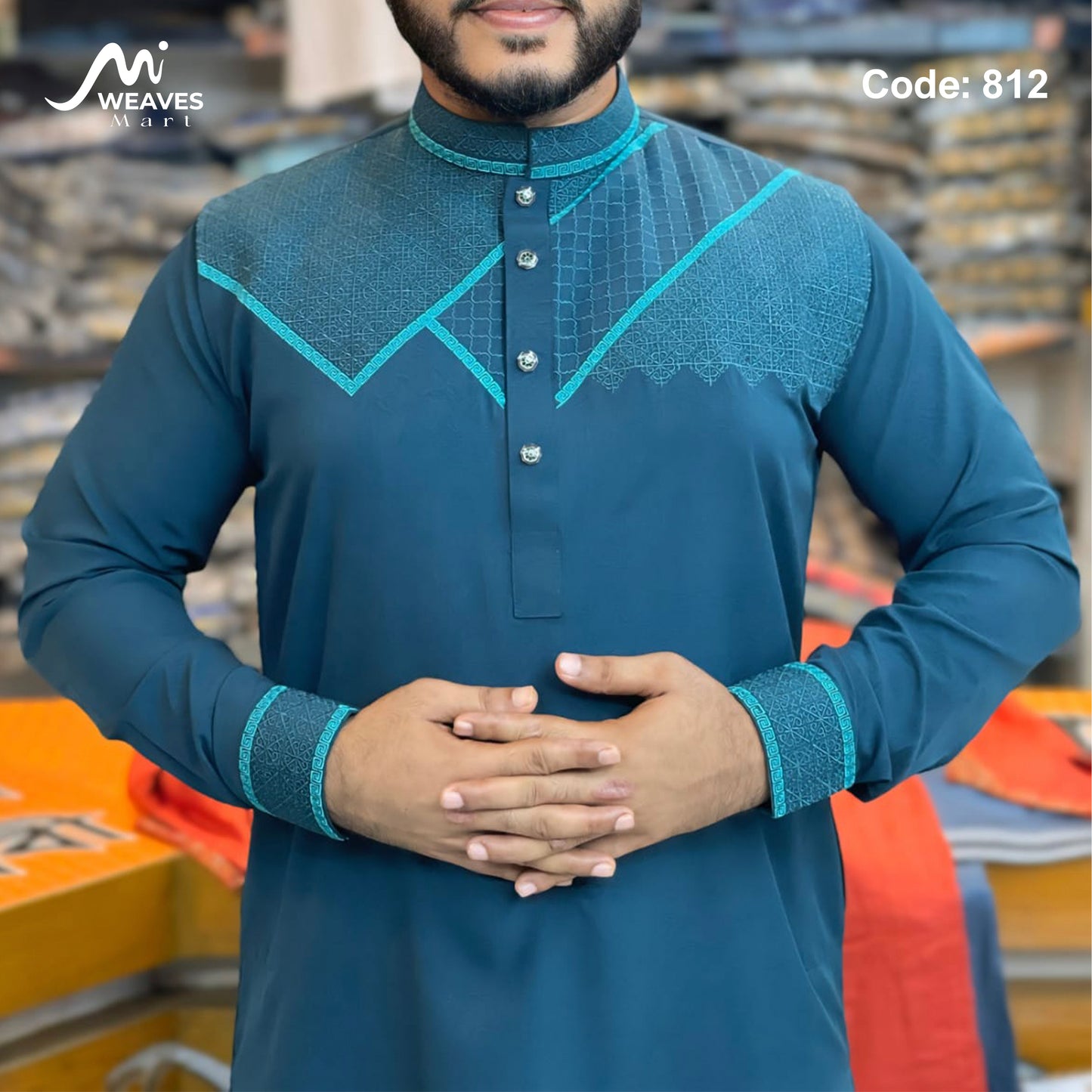 চায়না স্টিজ  এমব্রডারি সুতি পাঞ্জাবি - 812