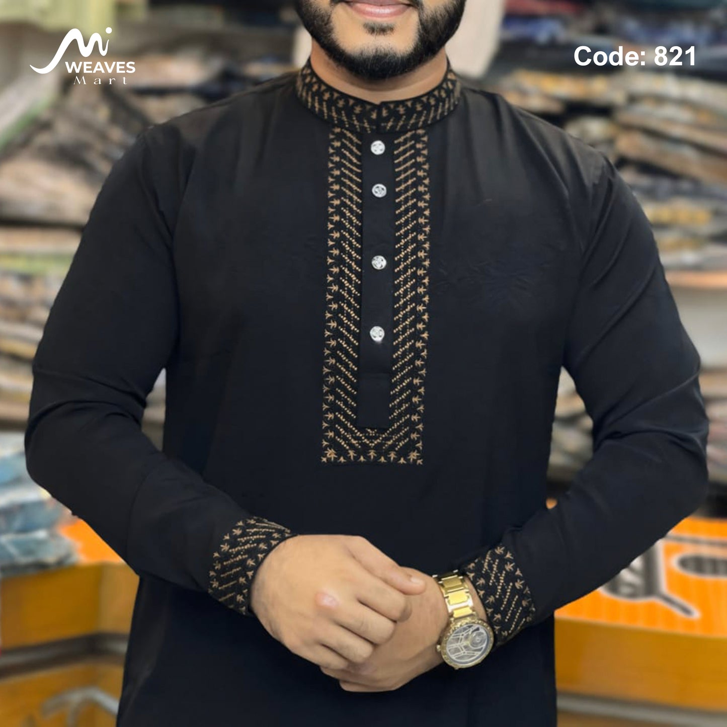 চায়না স্টিজ  এমব্রডারি সুতি পাঞ্জাবি - 821