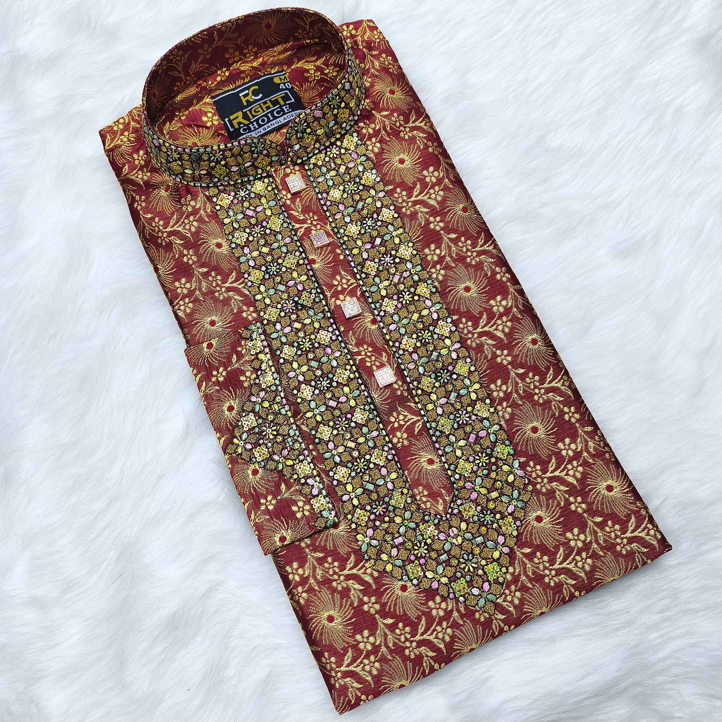 লাক্সারি কাতান কাপড়ের রাজকীয় পাঞ্জাবি - 840