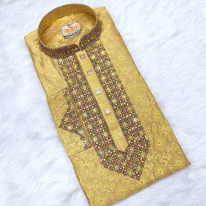 লাক্সারি কাতান কাপড়ের রাজকীয় পাঞ্জাবি - 843