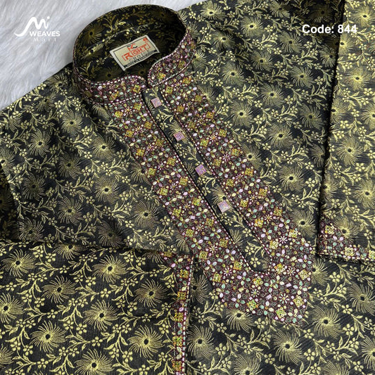 লাক্সারি কাতান কাপড়ের রাজকীয় পাঞ্জাবি - 844