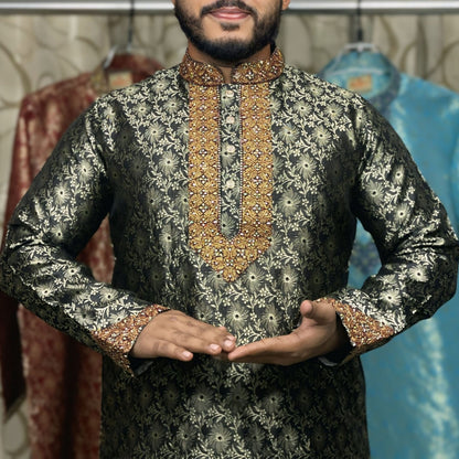 লাক্সারি কাতান কাপড়ের রাজকীয় পাঞ্জাবি - 844