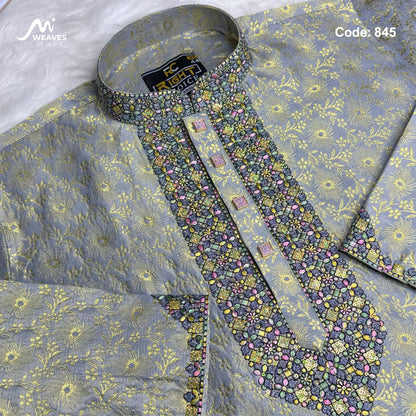 লাক্সারি কাতান কাপড়ের রাজকীয় পাঞ্জাবি - 845
