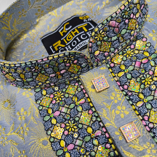 লাক্সারি কাতান কাপড়ের রাজকীয় পাঞ্জাবি - 845