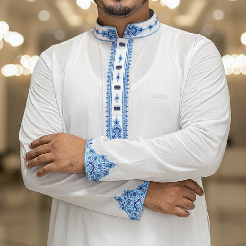অরজিনিয়াল আদি ধুতি টিস্যু সুতি পাঞ্জাবি - 409