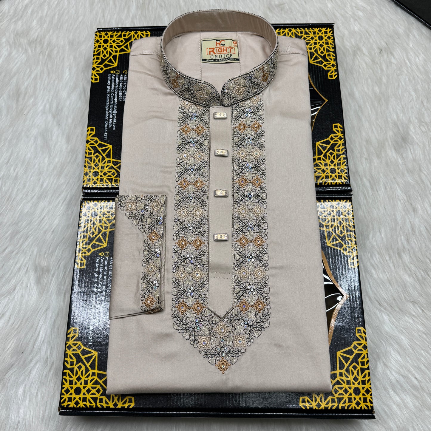 প্রিমিয়াম সাটন সুতি এমব্রডারি পাঞ্জাবি - 250