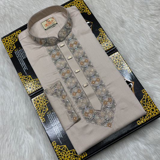 প্রিমিয়াম সাটন সুতি এমব্রডারি পাঞ্জাবি - 250