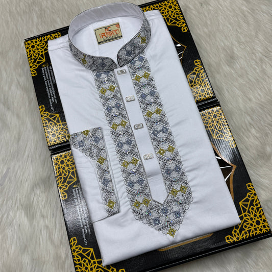 প্রিমিয়াম সাটন সুতি এমব্রডারি পাঞ্জাবি - 252