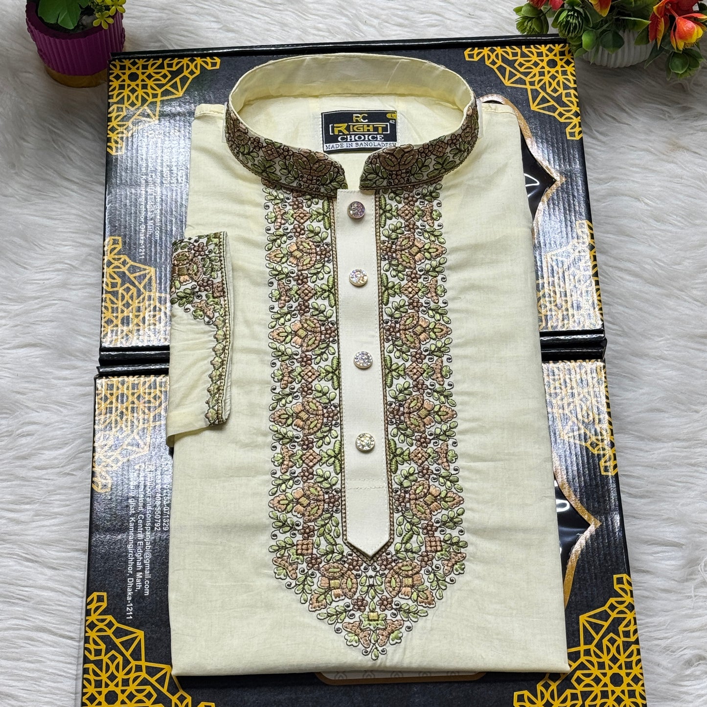 আদি ধুতি টিস্যু সুতি আরামদায়ক পাঞ্জাবি কোড - 27